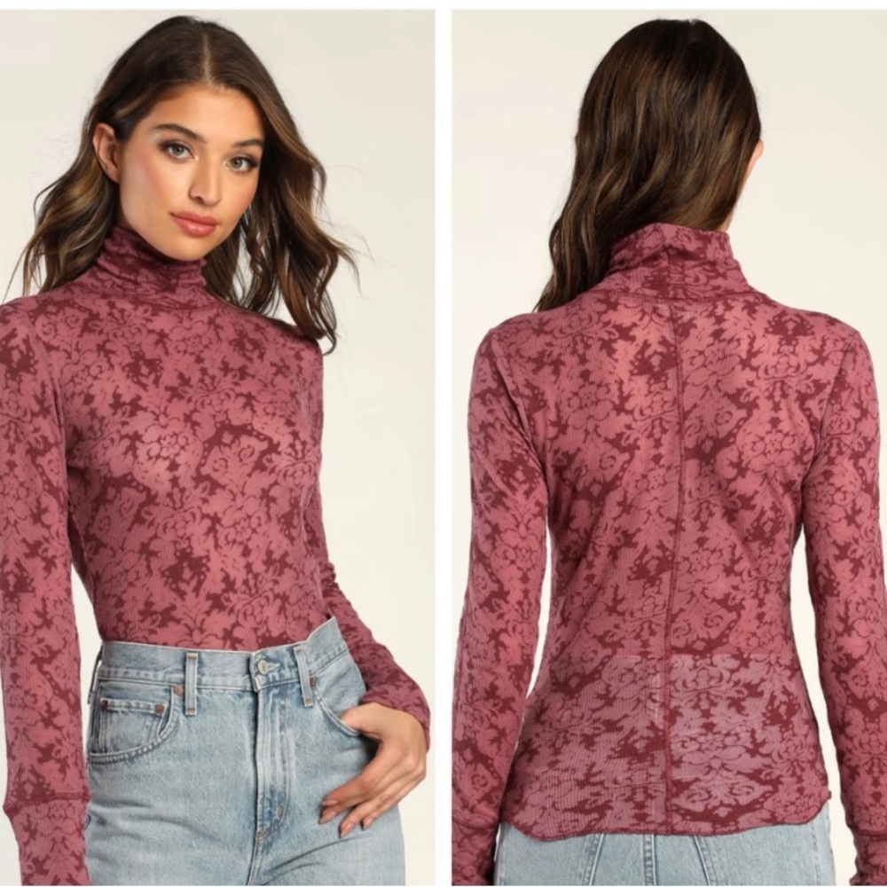 Free People You And I Long Sleeve in Acai Purple Mockneck Thermal